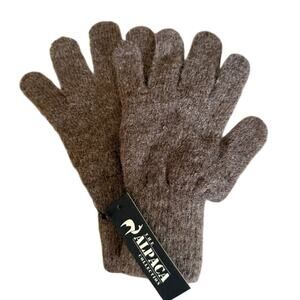 The Alpaca Collection Alpaca Knitted Gloves in Brown, Size OS